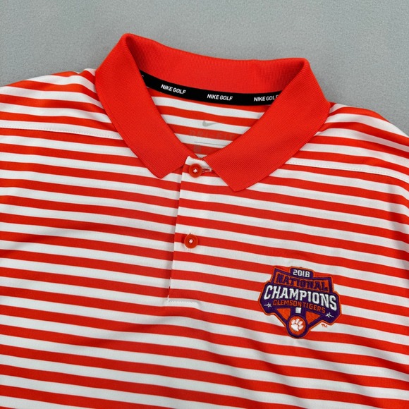 Nike Other - Nike Clemson Tigers 2018 National Champions Golf Polo Mens Medium Orange Striped